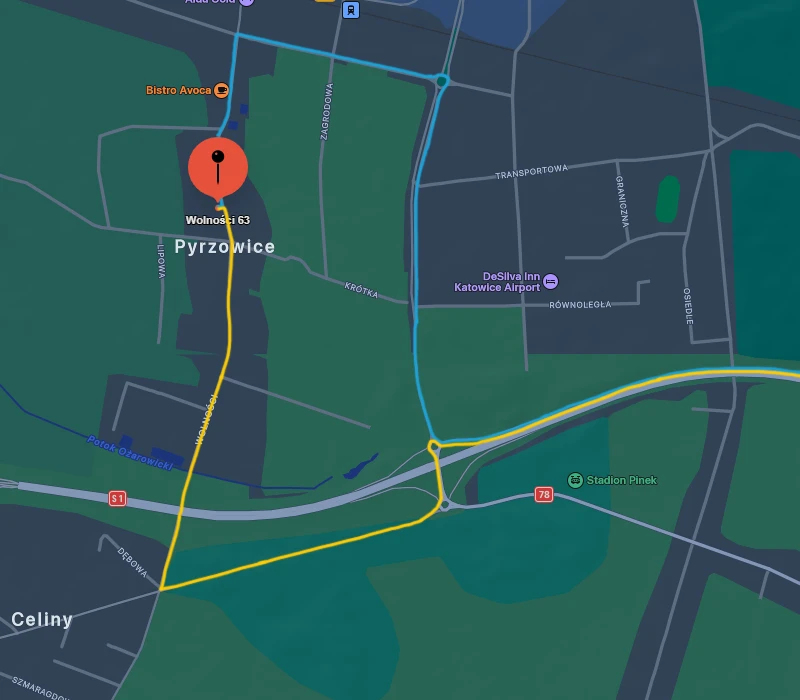 dojazd do parkingu platinum pyrzowice z drogi ekspresowej S1